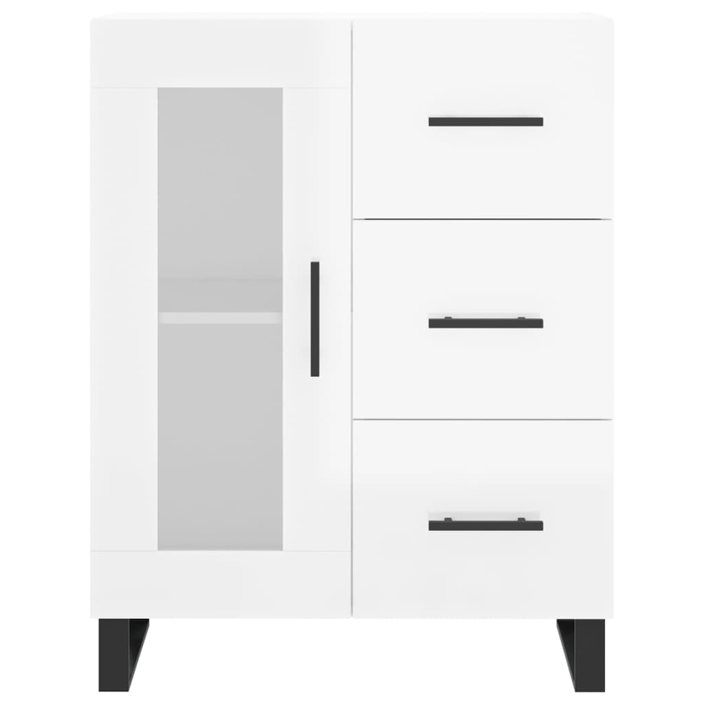 Credenza Bianco Lucido 69,5x34x180 cm in Legno Multistrato - homemem39