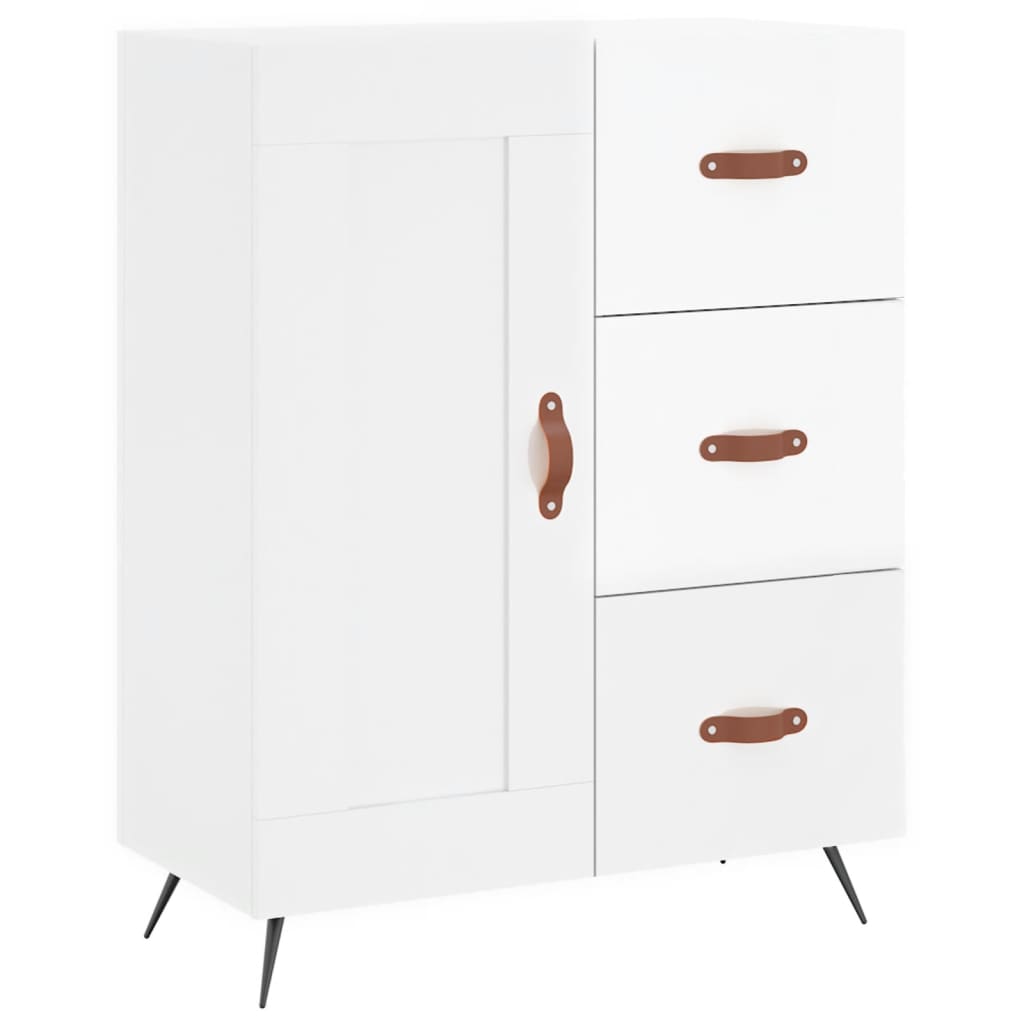 Credenza Bianco Lucido 69,5x34x180 cm in Legno Multistrato