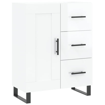 Credenza Bianco Lucido 69,5x34x180 cm in Legno Multistrato