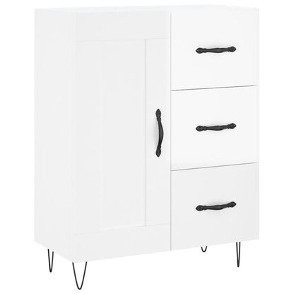 Credenza Bianco Lucido 69,5x34x180 cm in Legno Multistrato