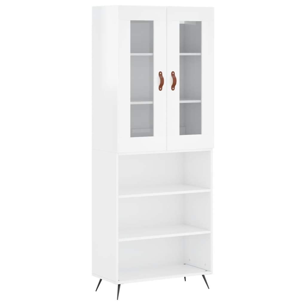 Credenza Bianco Lucido 69,5x34x180 cm in Legno Multistrato - homemem39