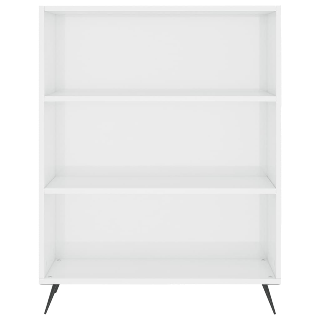 Credenza Bianco Lucido 69,5x34x180 cm in Legno Multistrato