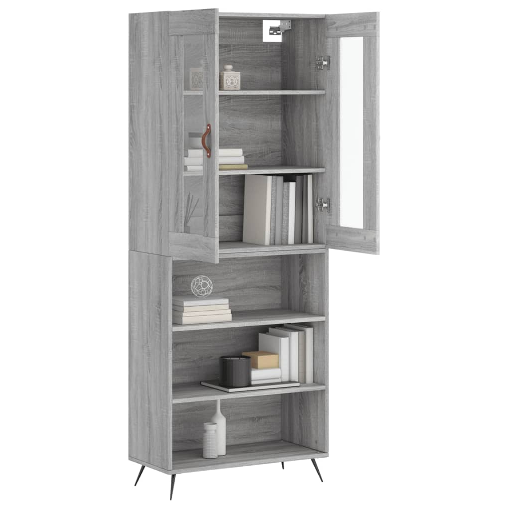 Credenza Grigio Sonoma 69,5x34x180 cm in Legno Multistrato