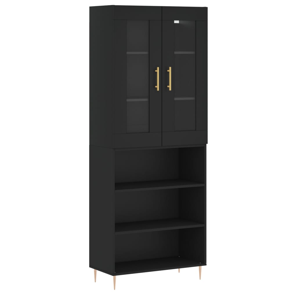 Credenza Nera 69,5x34x180 cm in Legno Multistrato - homemem39