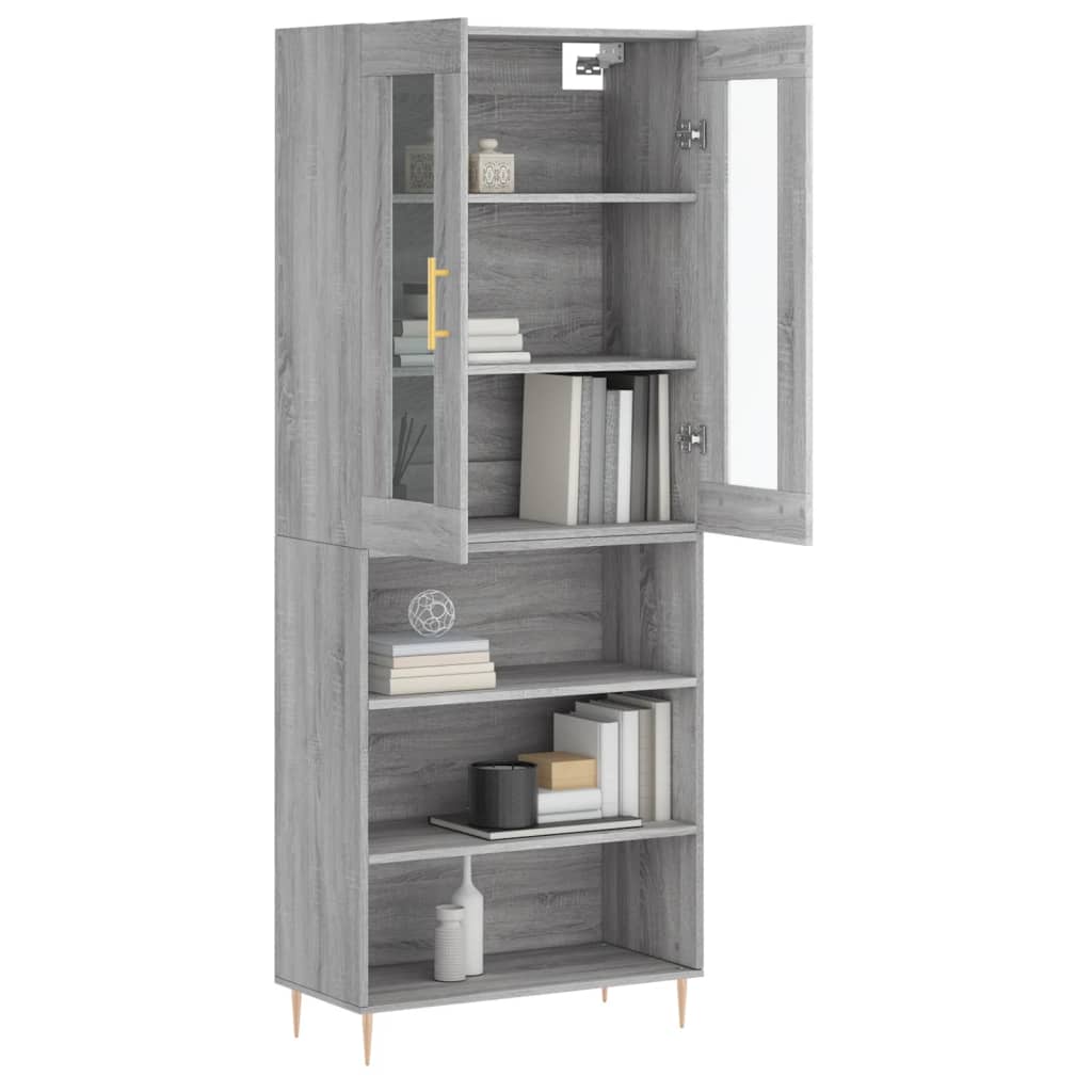 Credenza Grigio Sonoma 69,5x34x180 cm in Legno Multistrato - homemem39