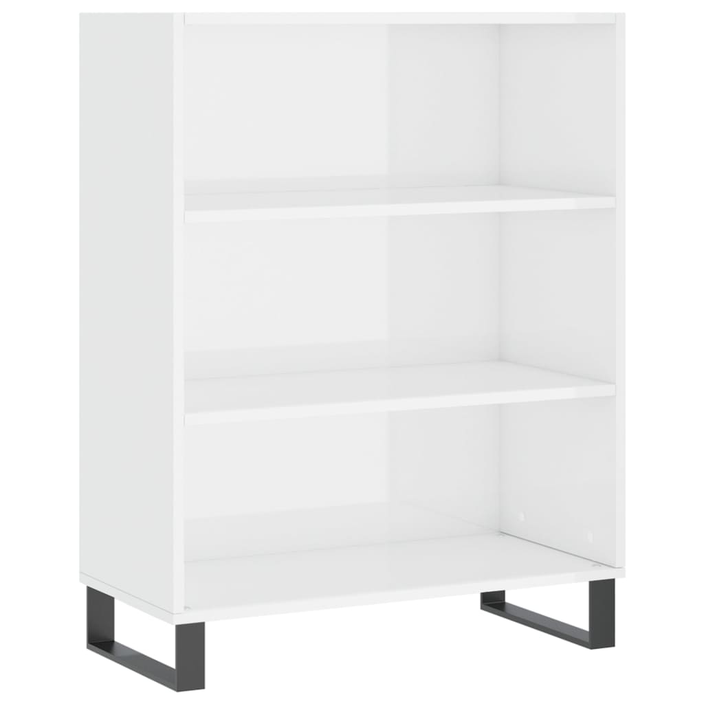 Credenza Bianco Lucido 69,5x34x180 cm in Legno Multistrato