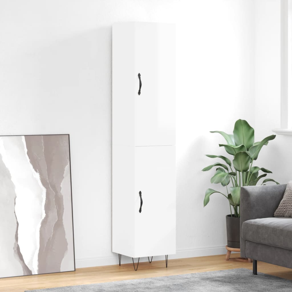 Credenza 34,5x34x180 cm in Legno Multistrato Bianco Lucido