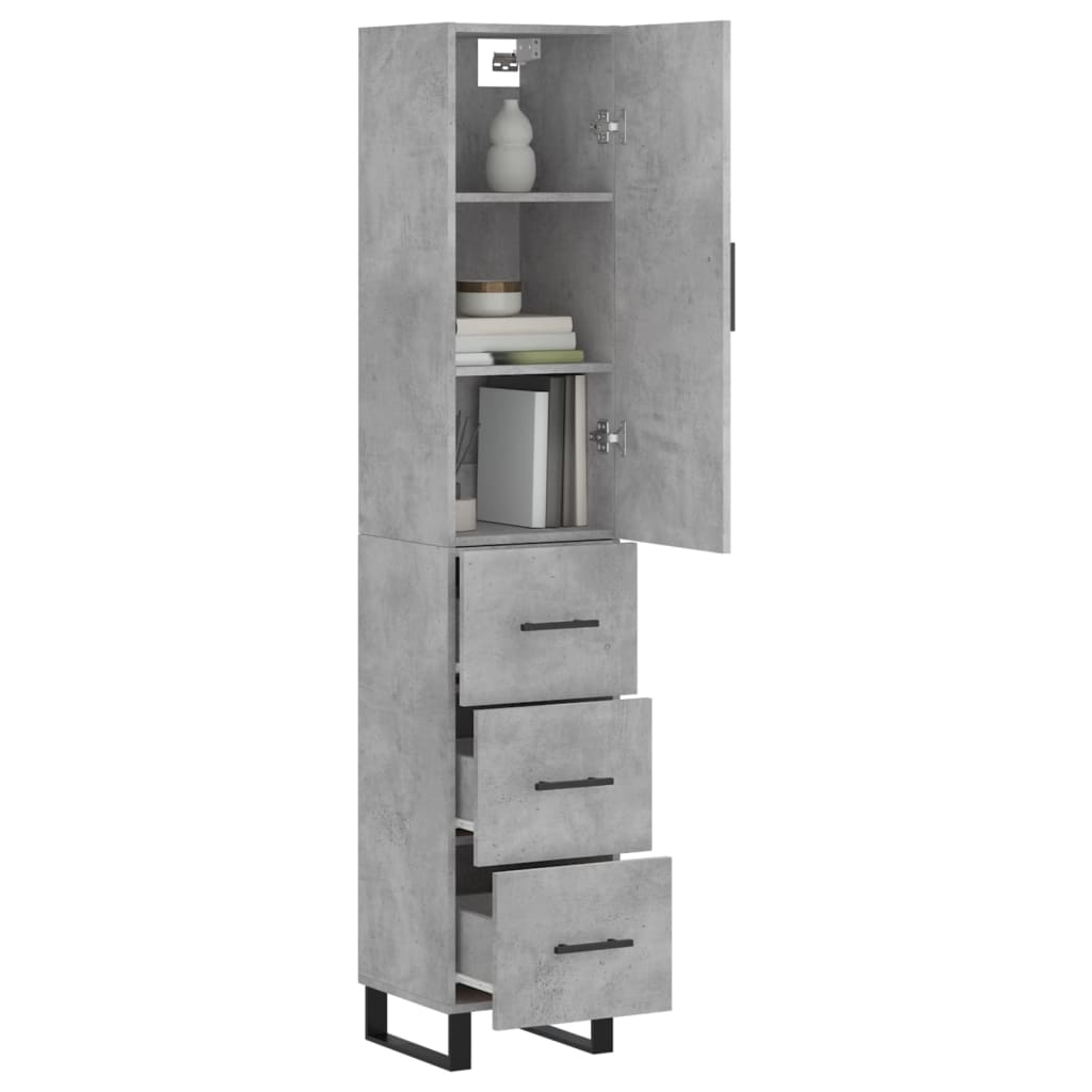 Credenza Grigio Cemento 34,5x34x180 cm in Legno Multistrato - homemem39