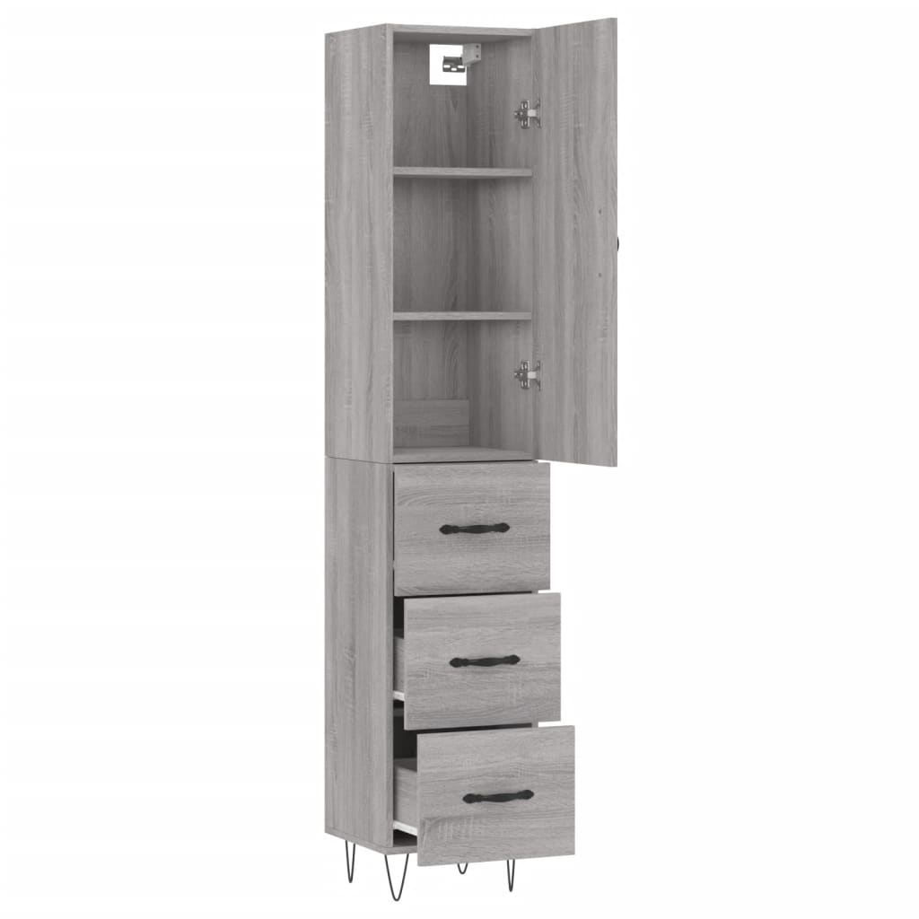 Credenza Grigio Sonoma 34,5x34x180 cm in Legno Multistrato - homemem39