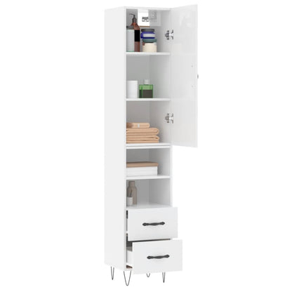 Credenza 34,5x34x180 cm in Legno Multistrato Bianco Lucido