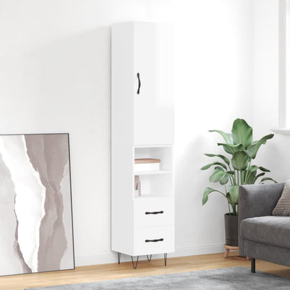 Credenza 34,5x34x180 cm in Legno Multistrato Bianco Lucido