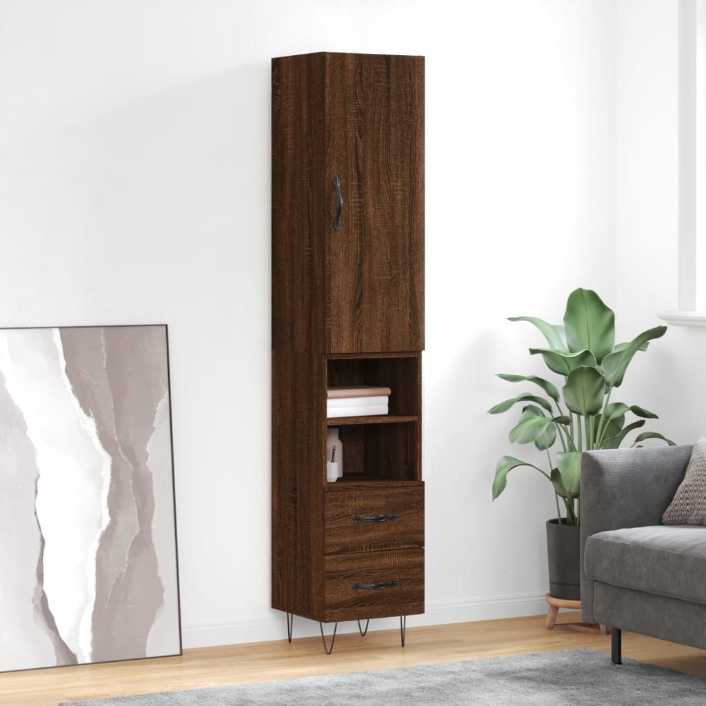 Credenza Rovere Marrone 34,5x34x180 cm in Legno Multistrato - homemem39