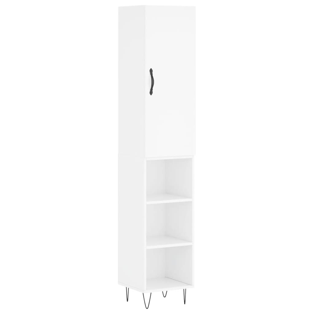 Credenza 34,5x34x180 cm in Legno Multistrato Bianco Lucido