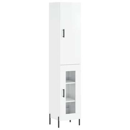 Credenza 34,5x34x180 cm in Legno Multistrato Bianco Lucido