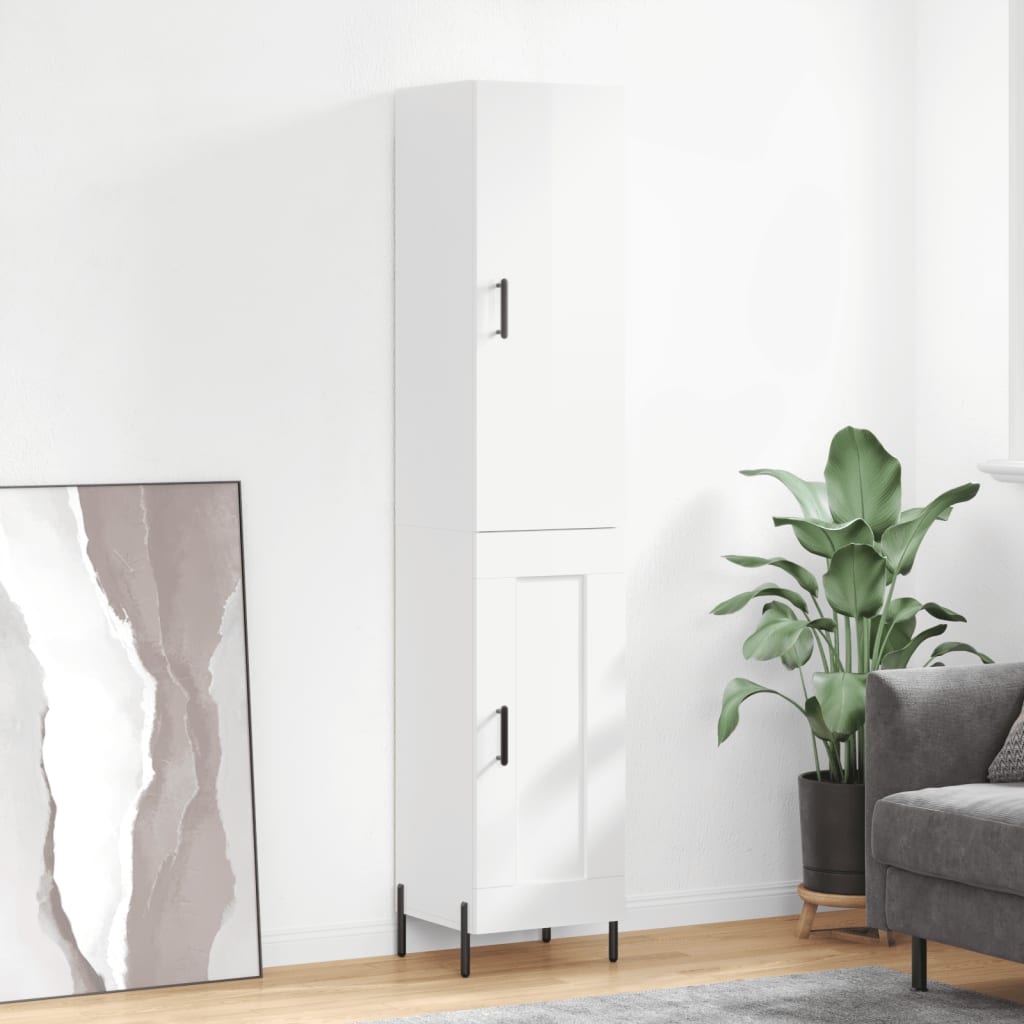 Credenza 34,5x34x180 cm in Legno Multistrato Bianco Lucido - homemem39