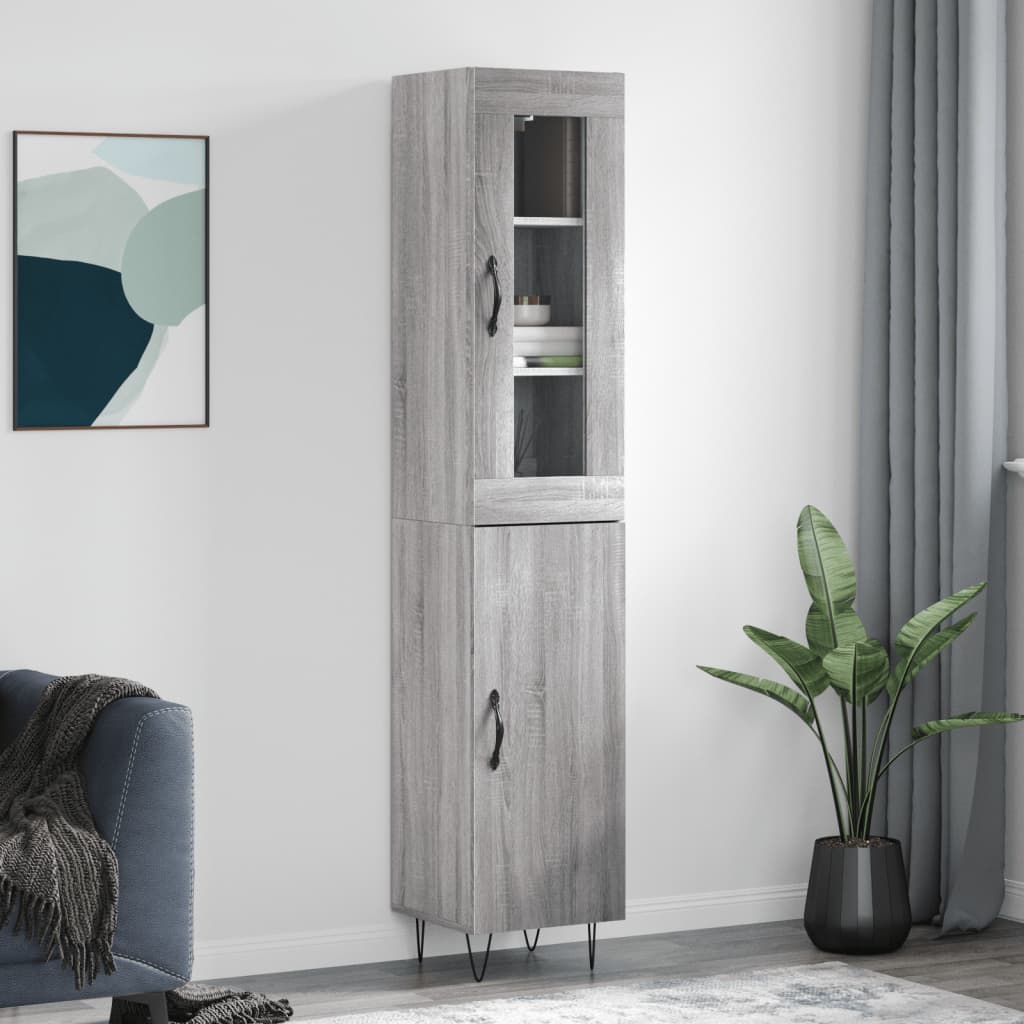 Credenza Grigio Sonoma 34,5x34x180 cm in Legno Multistrato - homemem39