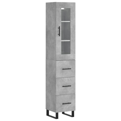 Credenza Grigio Cemento 34,5x34x180 cm in Legno Multistrato