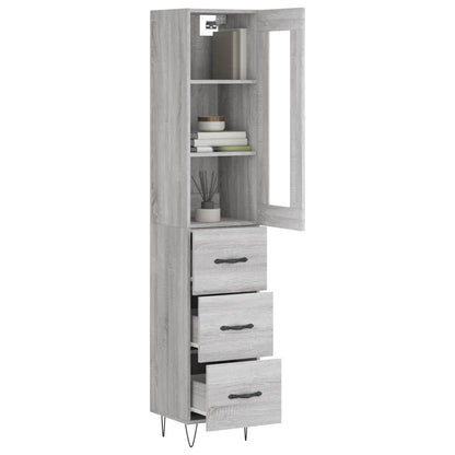 Credenza Grigio Sonoma 34,5x34x180 cm in Legno Multistrato