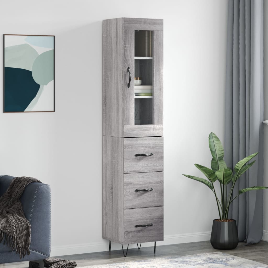 Credenza Grigio Sonoma 34,5x34x180 cm in Legno Multistrato - homemem39