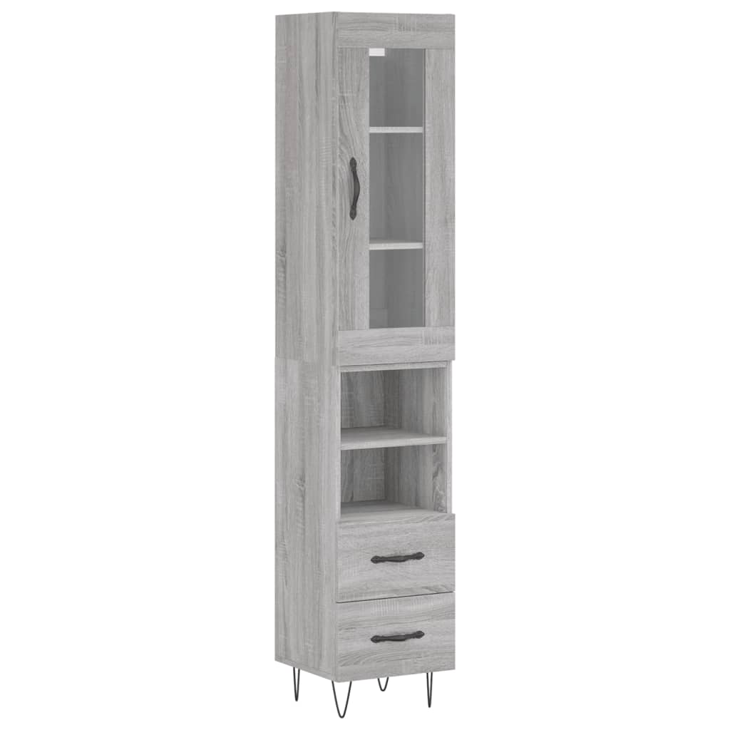 Credenza Grigio Sonoma 34,5x34x180 cm in Legno Multistrato