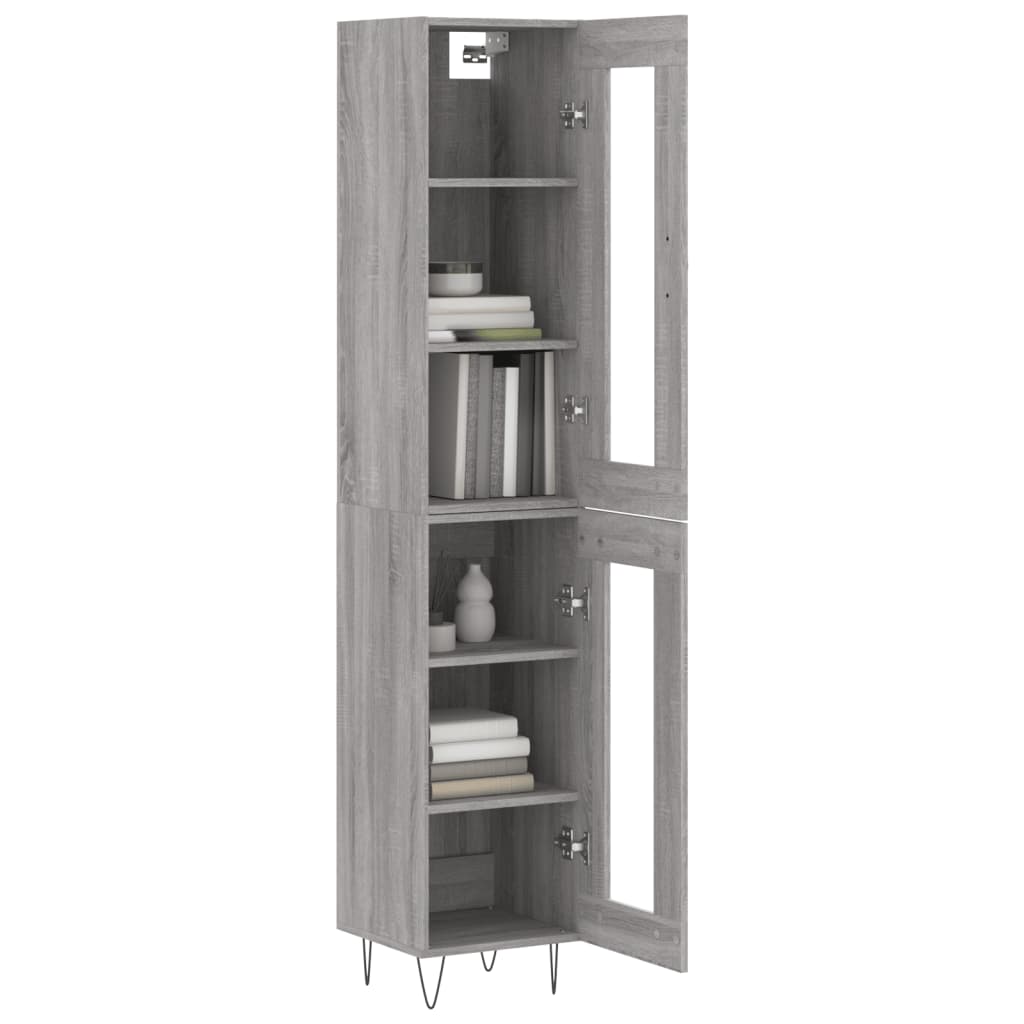 Credenza Grigio Sonoma 34,5x34x180 cm in Legno Multistrato