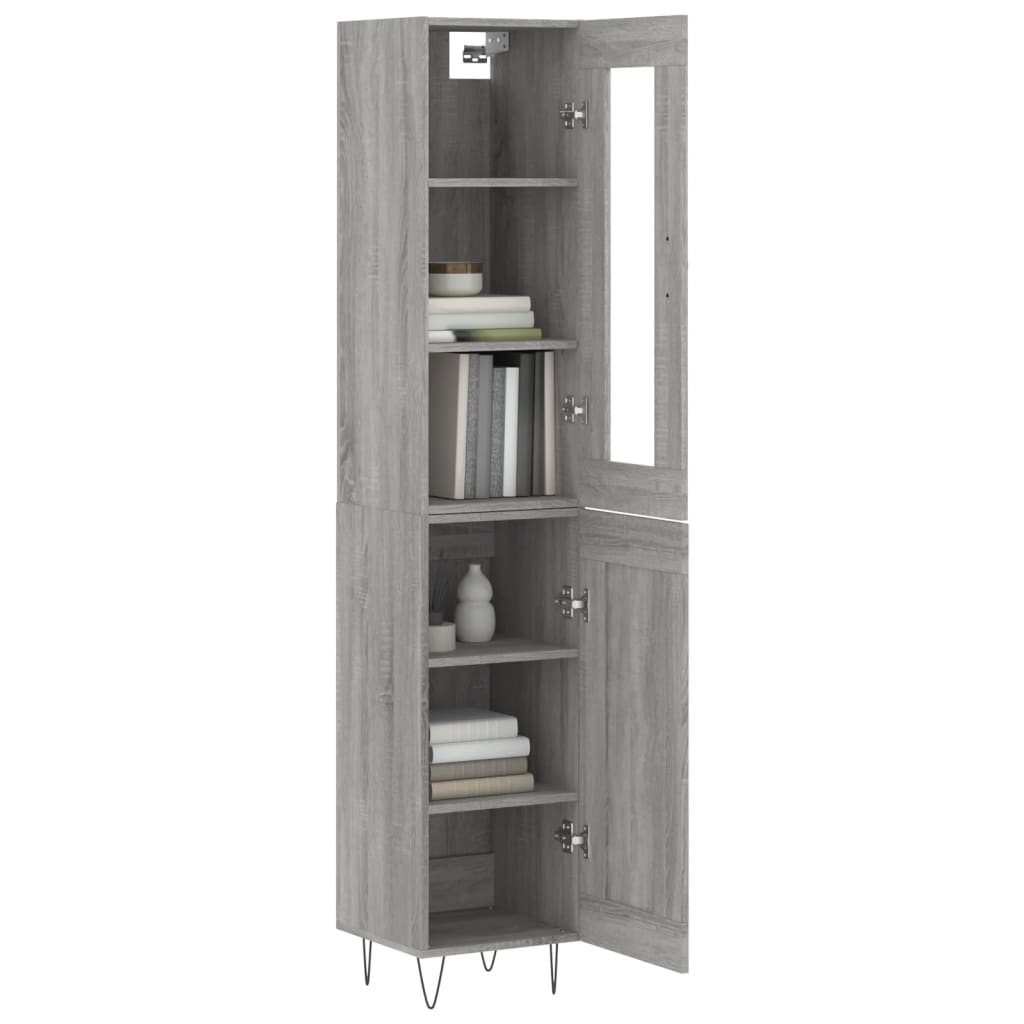 Credenza Grigio Sonoma 34,5x34x180 cm in Legno Multistrato