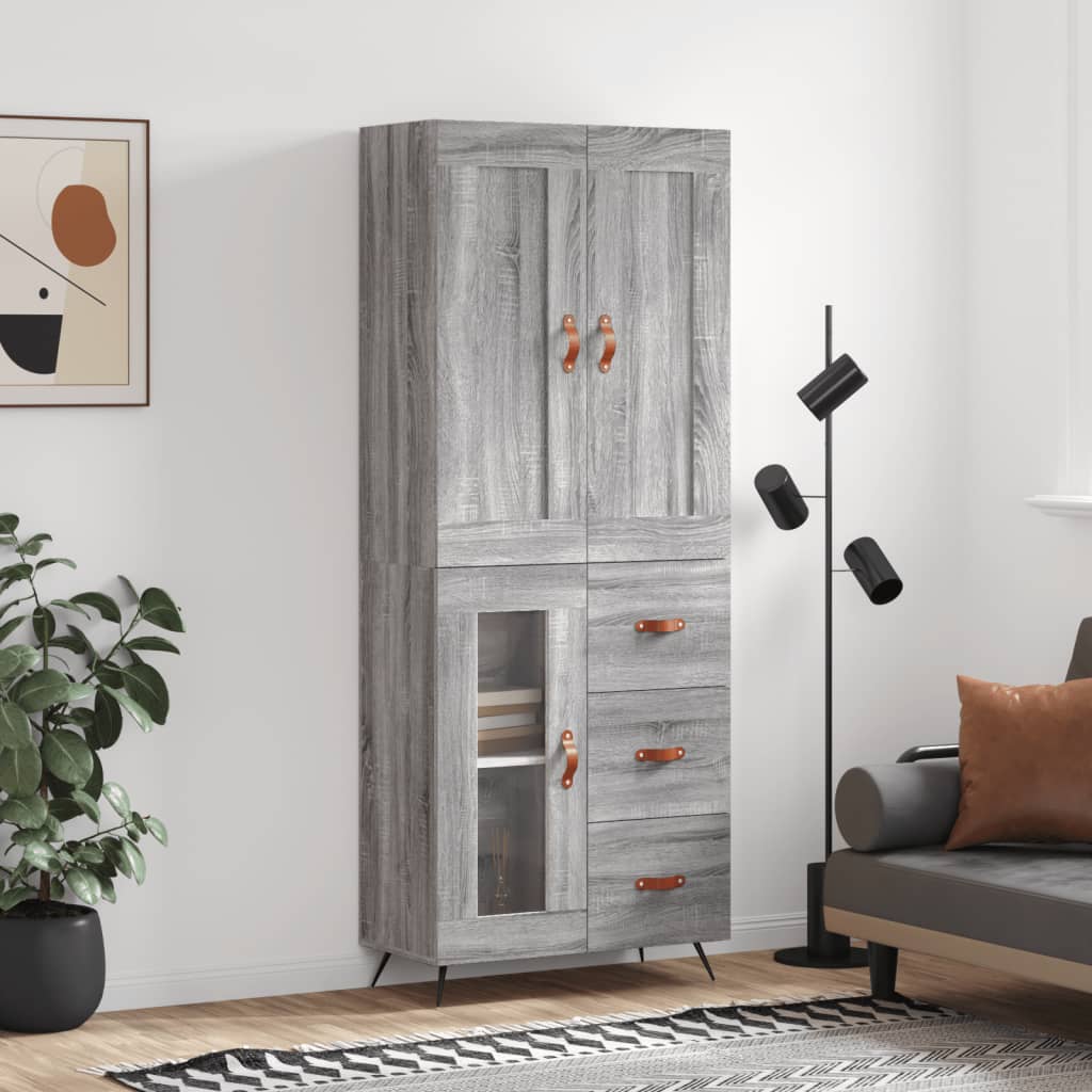 Credenza Grigio Sonoma 69,5x34x180 cm in Legno Multistrato - homemem39