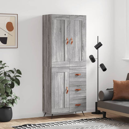 Credenza Grigio Sonoma 69,5x34x180 cm in Legno Multistrato - homemem39