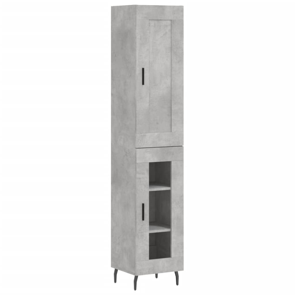 Credenza Grigio Cemento 34,5x34x180 cm in Legno Multistrato