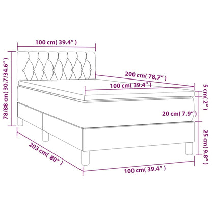 Giroletto a Molle con Materasso Verde Scuro 100x200 cm Velluto