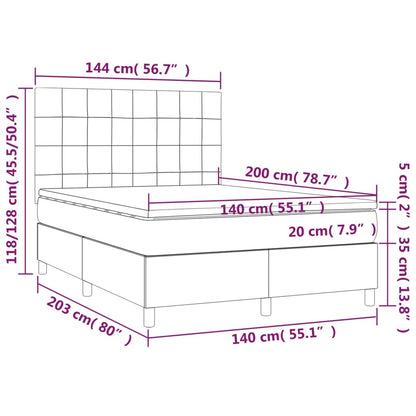 Giroletto a Molle con Materasso Blu Scuro 140x200 cm in Velluto