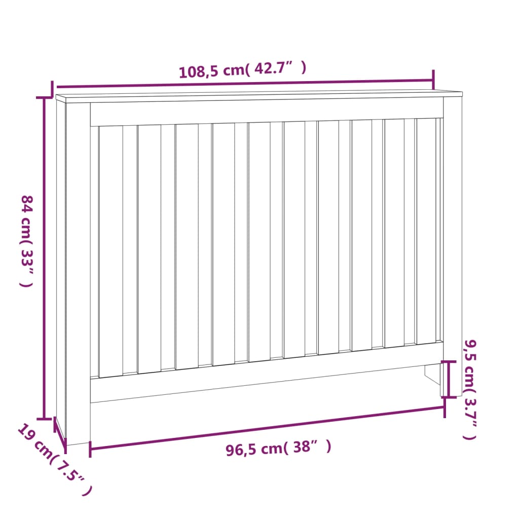 Copertura Termosifone 108,5x19x84 cm in Legno Massello di Pino - homemem39