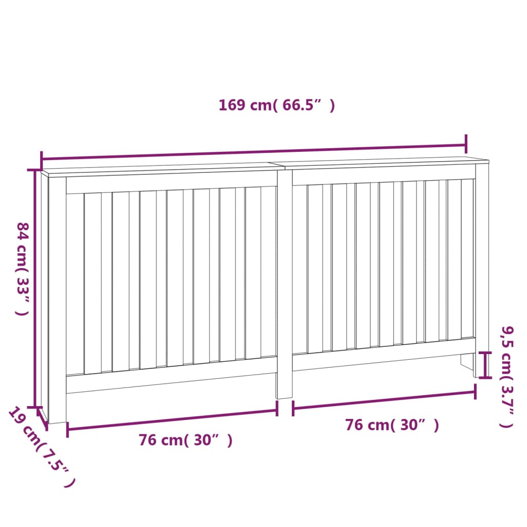 Copertura Termosifone Bianca 169x19x84 cm Legno Massello Pino - homemem39