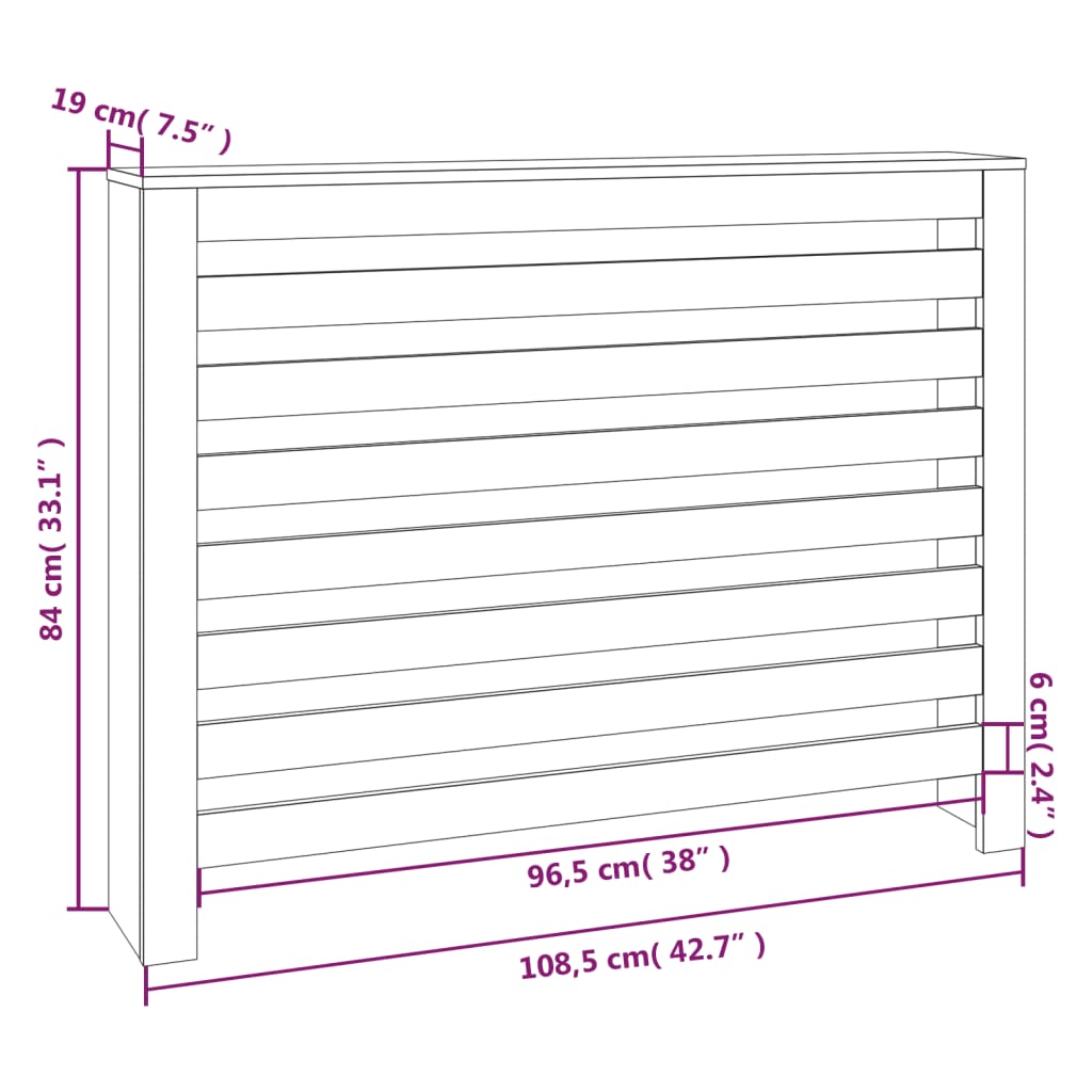 Copertura Termosifone Bianca 108,5x19x84 cm Legno Massello Pino - homemem39