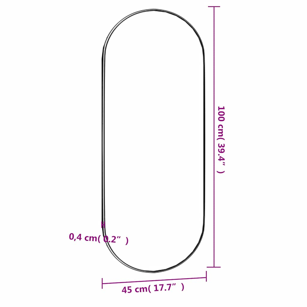 Specchio da Parete 45x100 cm Vetro Ovale - homemem39