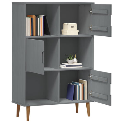 Libreria MOLDE Grigia 90x35x133,5 cm in Legno Massello di Pino - homemem39