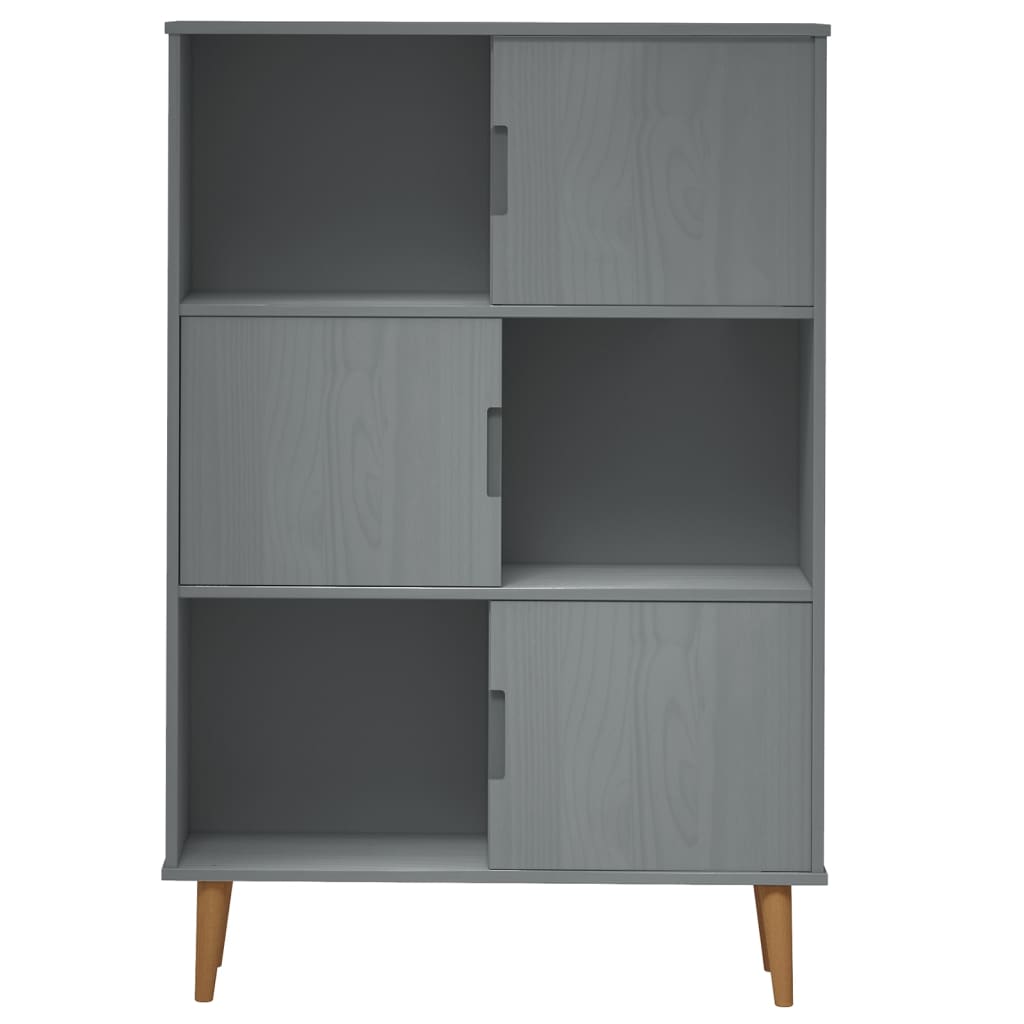 Libreria MOLDE Grigia 90x35x133,5 cm in Legno Massello di Pino - homemem39