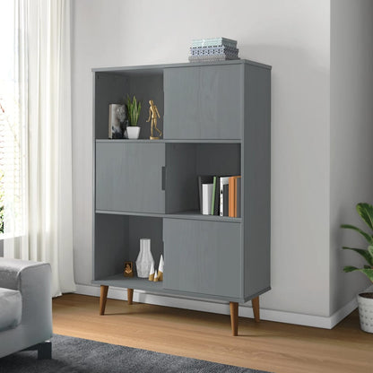 Libreria MOLDE Grigia 90x35x133,5 cm in Legno Massello di Pino - homemem39