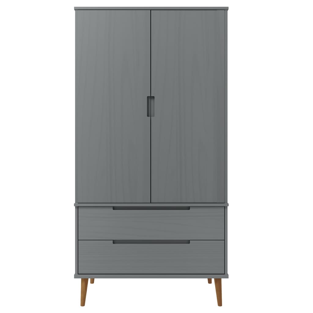 Armadio MOLDE Grigio 90x55x175 cm in Legno Massello di Pino - homemem39