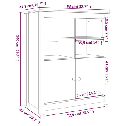 Credenza 83x41,5x100 cm in Legno Massello di Pino - homemem39