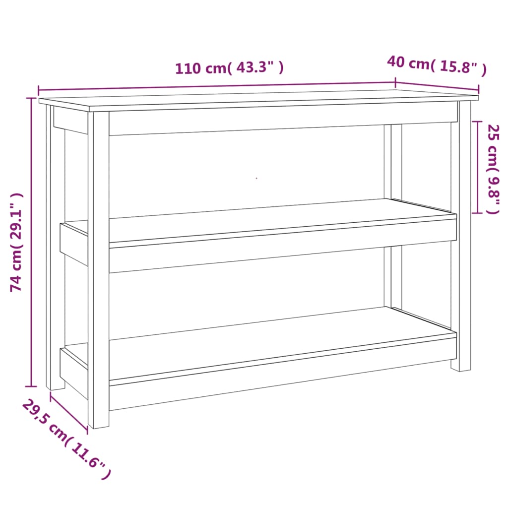 Tavolo Consolle ambra 110x40x74 cm in Legno Massello di Pino - homemem39