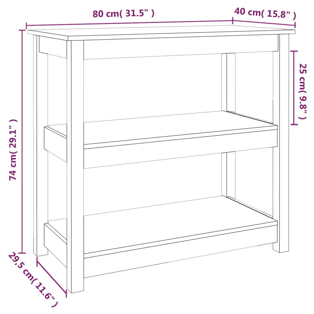 Tavolo Consolle 80x40x74 cm in Legno Massello di Pino - homemem39