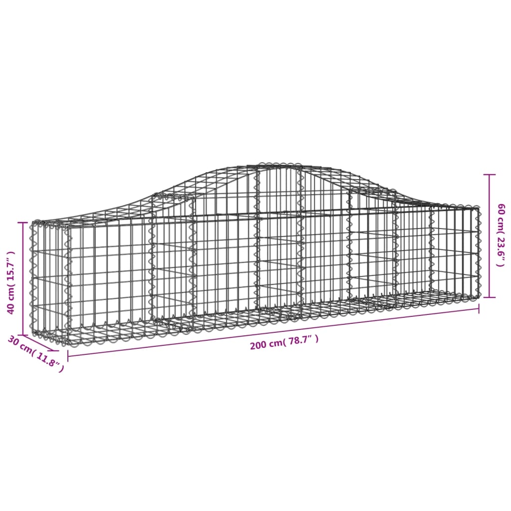 Cesti Gabbioni ad Arco 3 pz 200x30x40/60 cm Ferro Zincato - homemem39