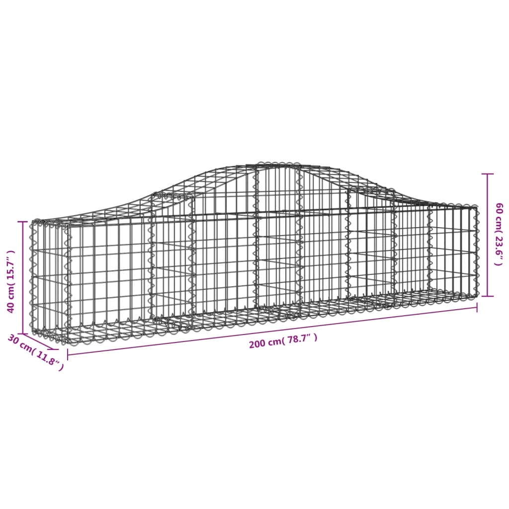 Cesti Gabbioni ad Arco 6 pz 200x30x40/60 cm Ferro Zincato - homemem39