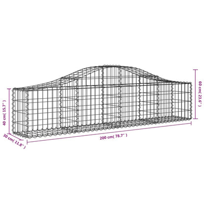 Cesti Gabbioni ad Arco 7 pz 200x30x40/60 cm Ferro Zincato