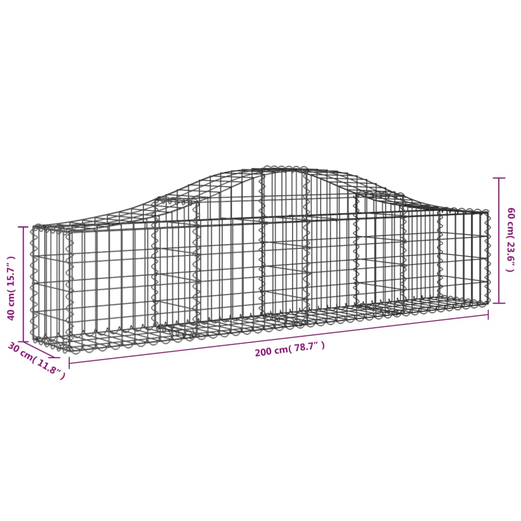 Cesti Gabbioni ad Arco 10 pz 200x30x40/60 cm Ferro Zincato - homemem39