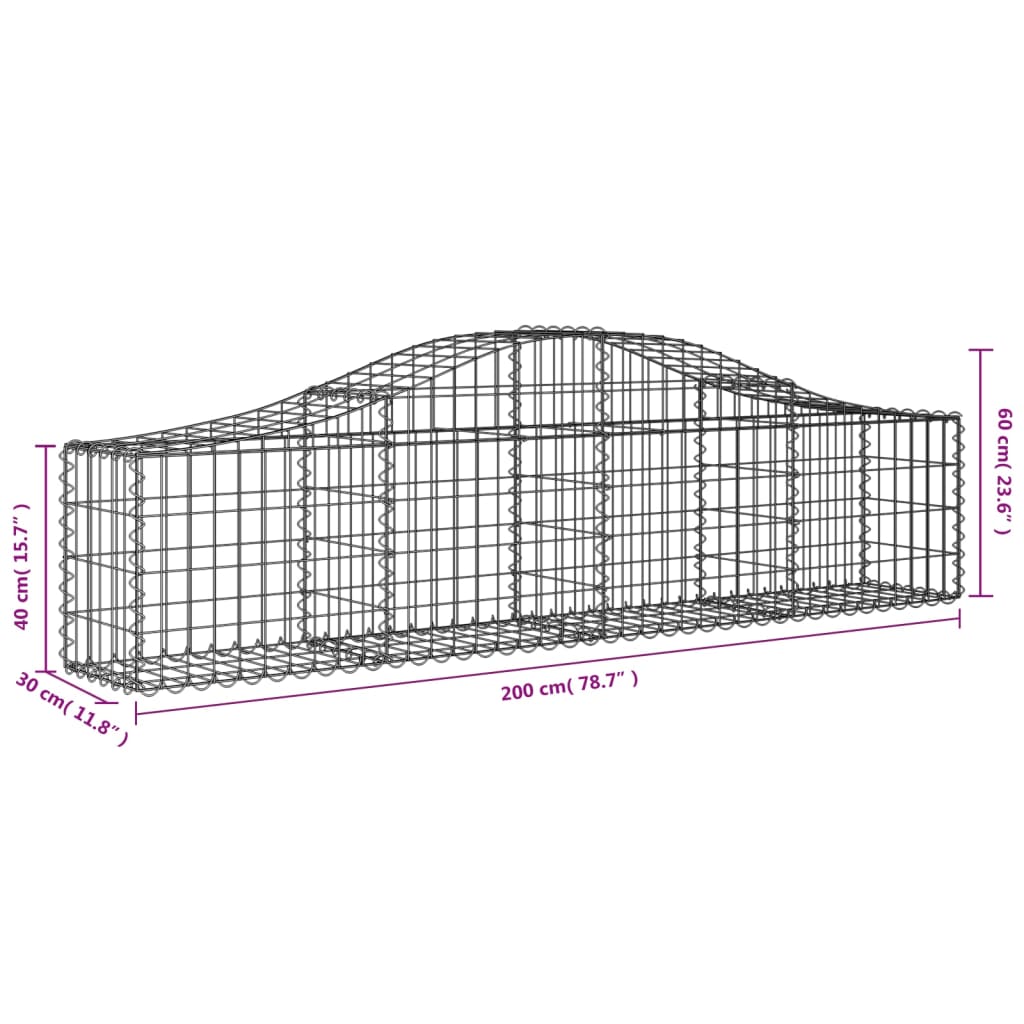 Cesti Gabbioni ad Arco 11 pz 200x30x40/60 cm Ferro Zincato - homemem39