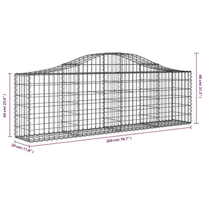 Cesti Gabbioni ad Arco 2 pz 200x30x60/80 cm Ferro Zincato - homemem39