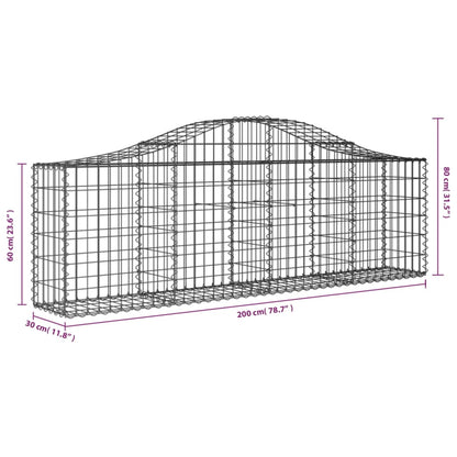 Cesti Gabbioni ad Arco 6 pz 200x30x60/80 cm Ferro Zincato