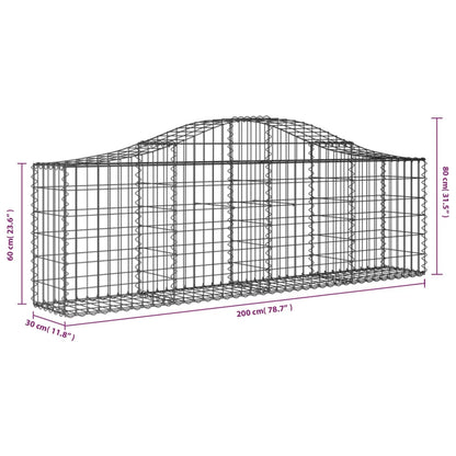 Cesti Gabbioni ad Arco 7 pz 200x30x60/80 cm Ferro Zincato - homemem39